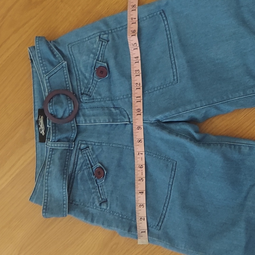 Serfonaine belted jeans flare 70s style made in U.S.A. stretch denim size 25 - Picture 9 of 9